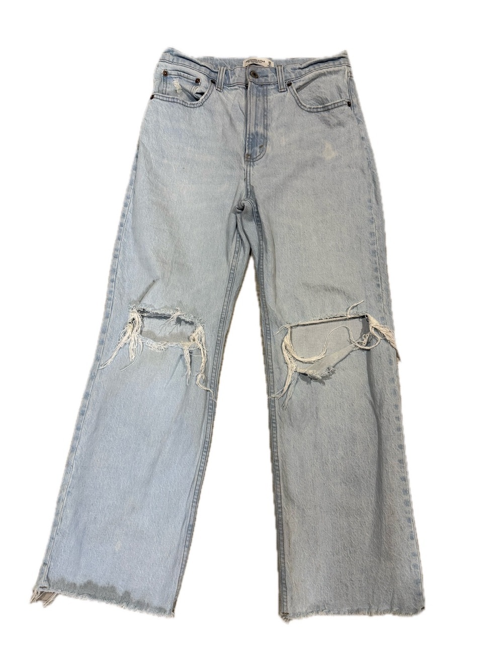 Abercrombie & Fitch The 90’s Relaxed High-rise Distressed Straight-Leg Jeans